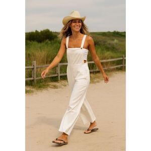 Women's White Wide legged Baggy Summer Overalls